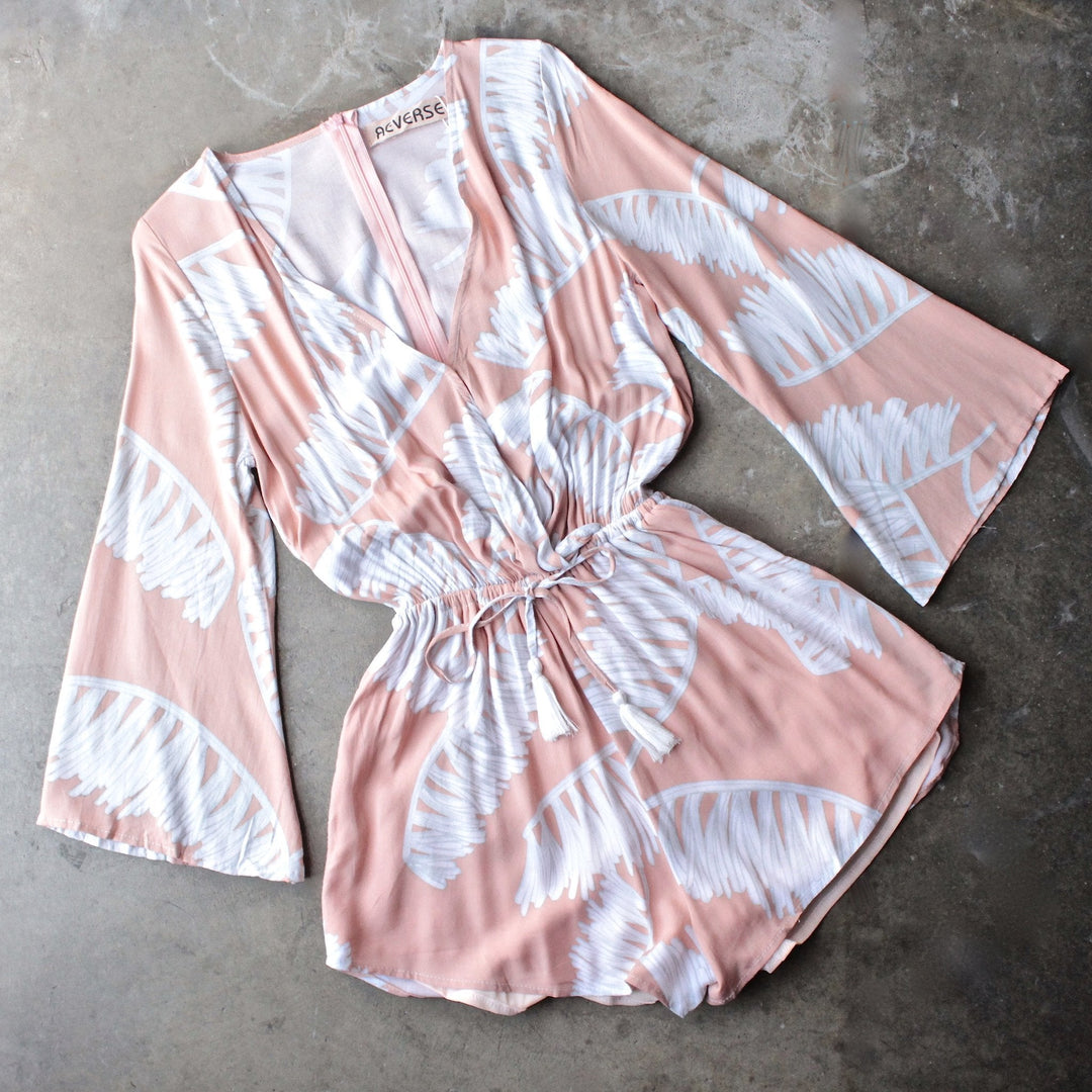 reverse - day in the sun romper in peach jungle - shophearts - 1