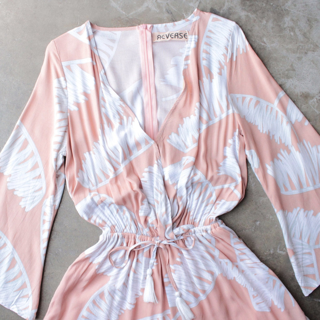 reverse - day in the sun romper in peach jungle - shophearts - 3