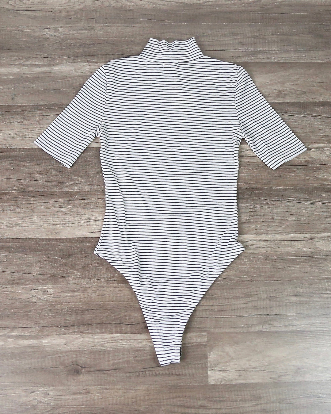 Turtleneck Striped Ribbed Bodysuit