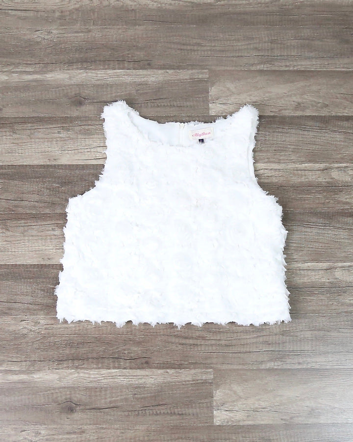 Wild Rose Crop Top in Ivory