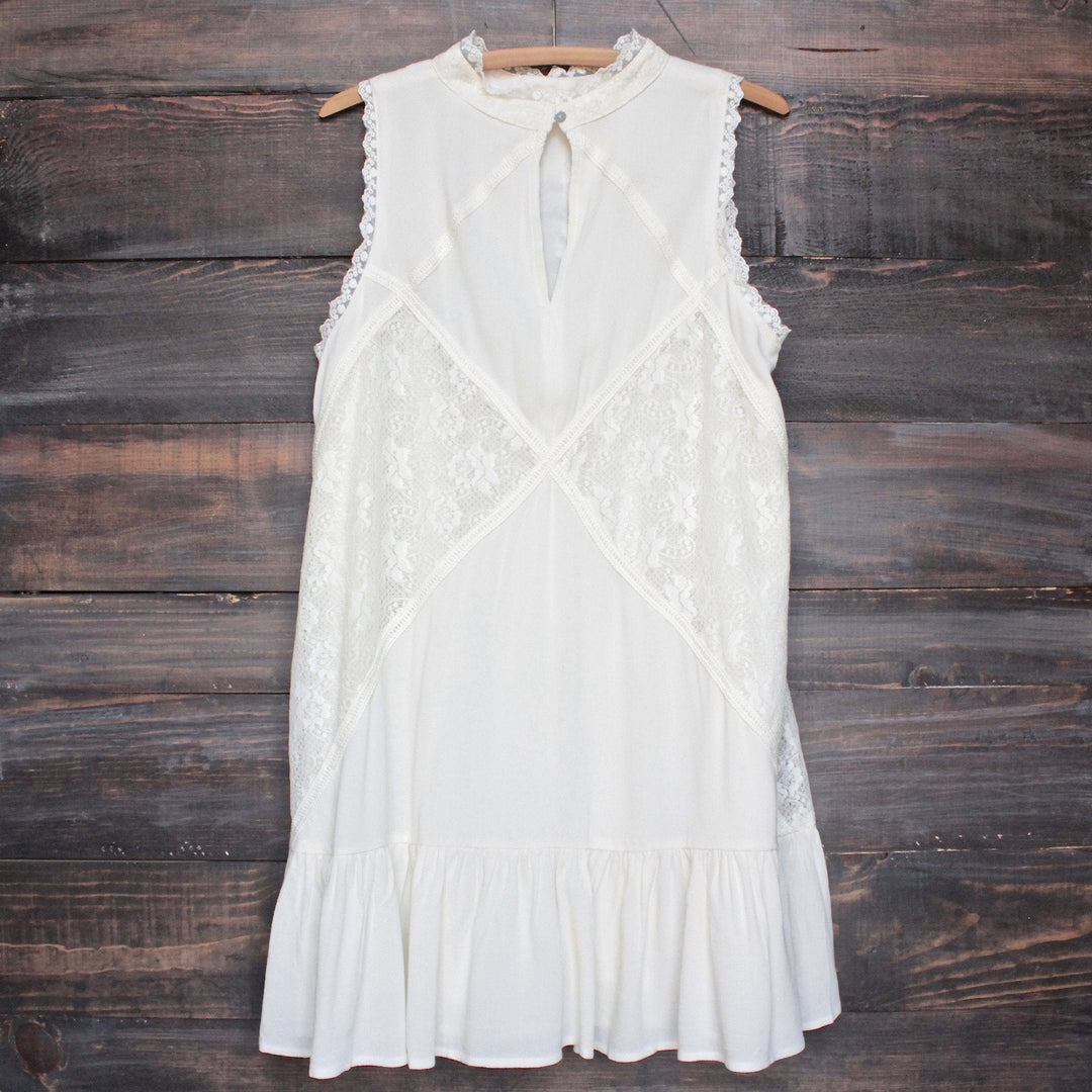 [womens contemporary] mock-neck lace dress in cream - shophearts - 2