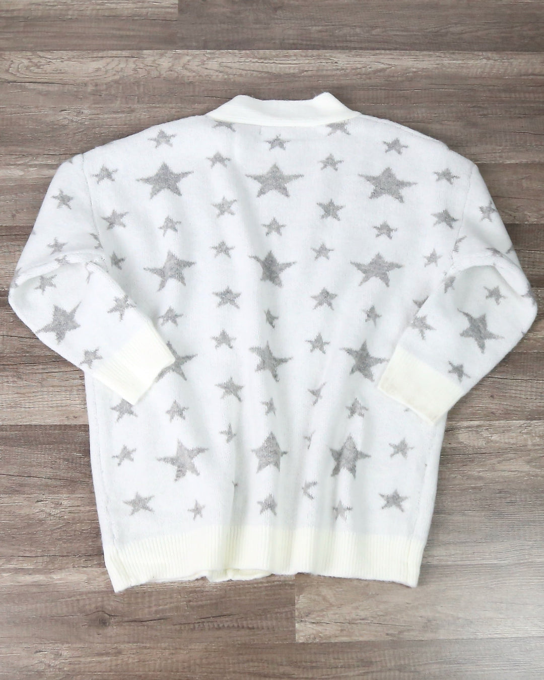 Dreamers - Star Pattern Print Open Front Knit Cardigan in White