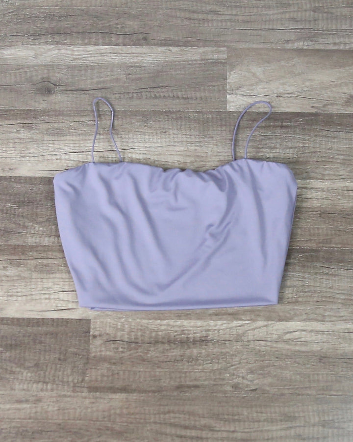 Spaghetti Strap Tank Crop Top in Lavender