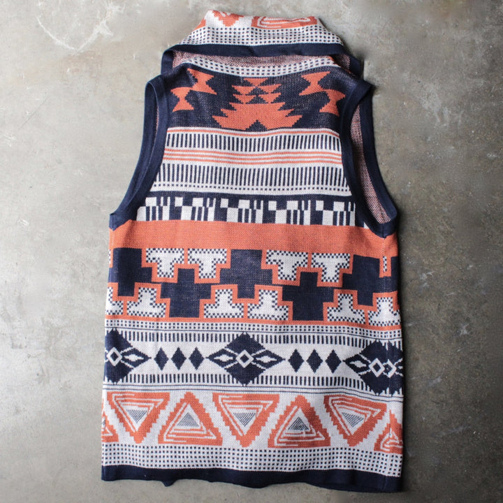 knitted waterfall vest with aztec design - shophearts - 4