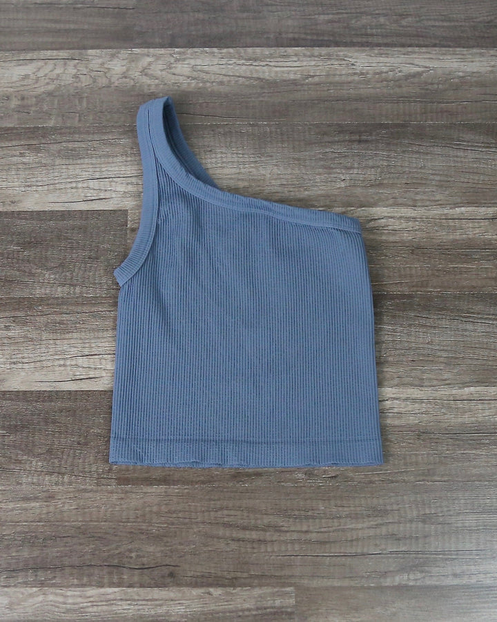 ribbed - crop top - one shoulder - basics - essential - bluestone