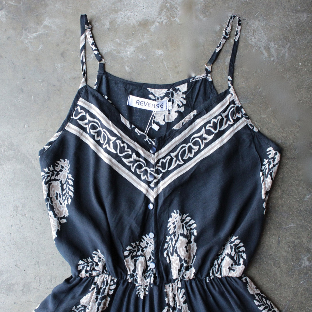 reverse - free fall boho print navy + cream romper - shophearts - 4