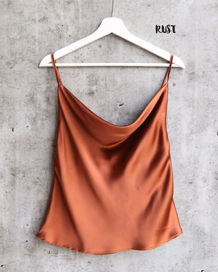 Cowl Neck Satin Cami Tank in More Colors