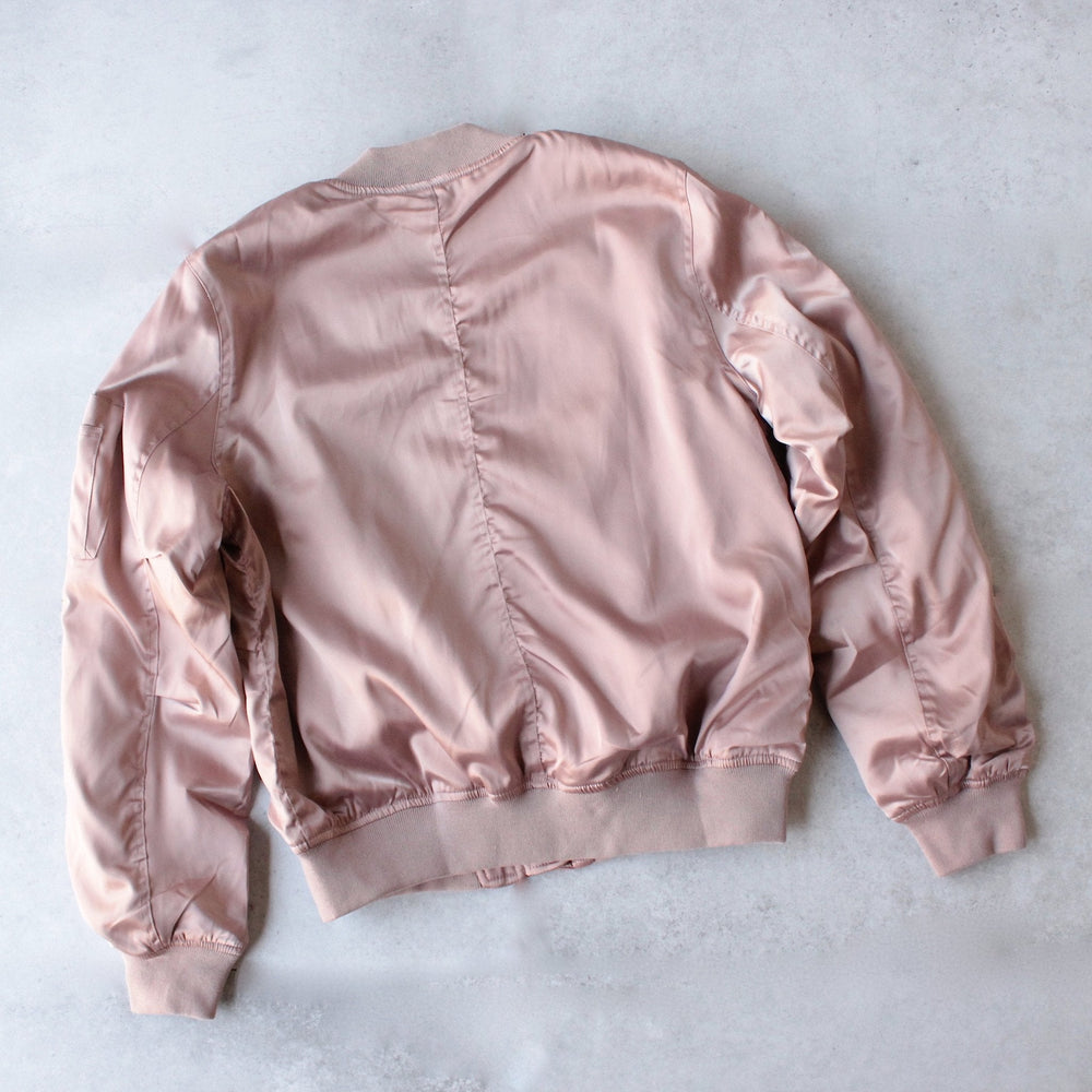 padded satin bomber jacket - mauve - shophearts - 2