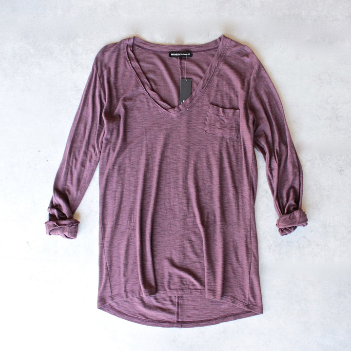 Michelle by Comune - 'Modesto' V-Neck Jersey Tee in Port Royal - shophearts - 1