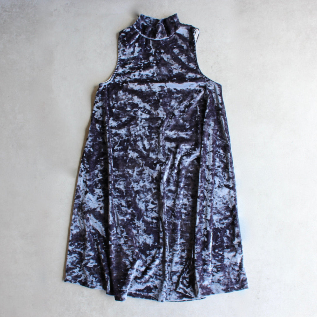 crushed velvet swingy tank dress - navy - shophearts