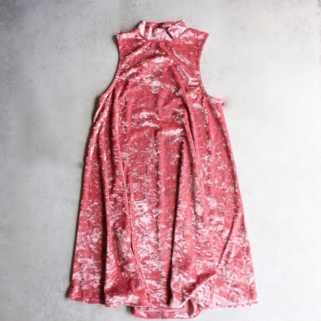 crushed velvet swingy tank dress - coral - shophearts