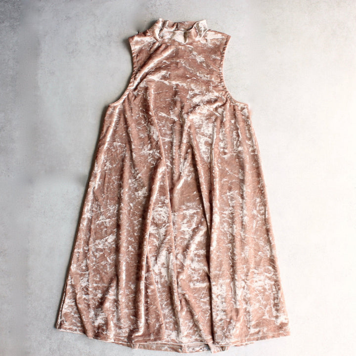 crushed velvet swingy tank dress - gold - shophearts