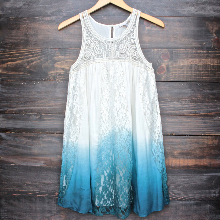 FINAL SALE - vanity vintage lace flowy dress - ombre teal - shophearts - 1