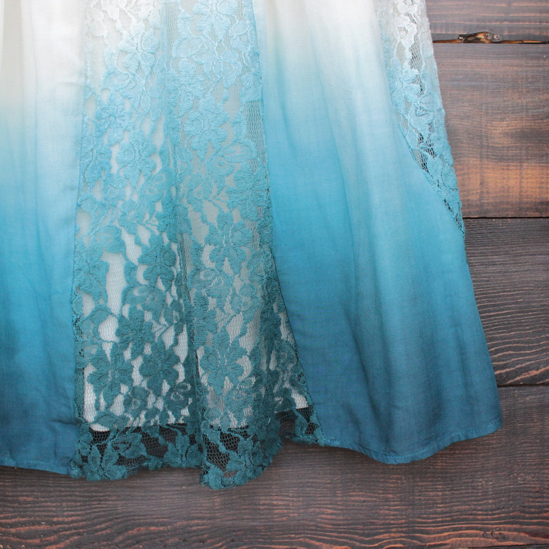 FINAL SALE - vanity vintage lace flowy dress - ombre teal - shophearts - 4