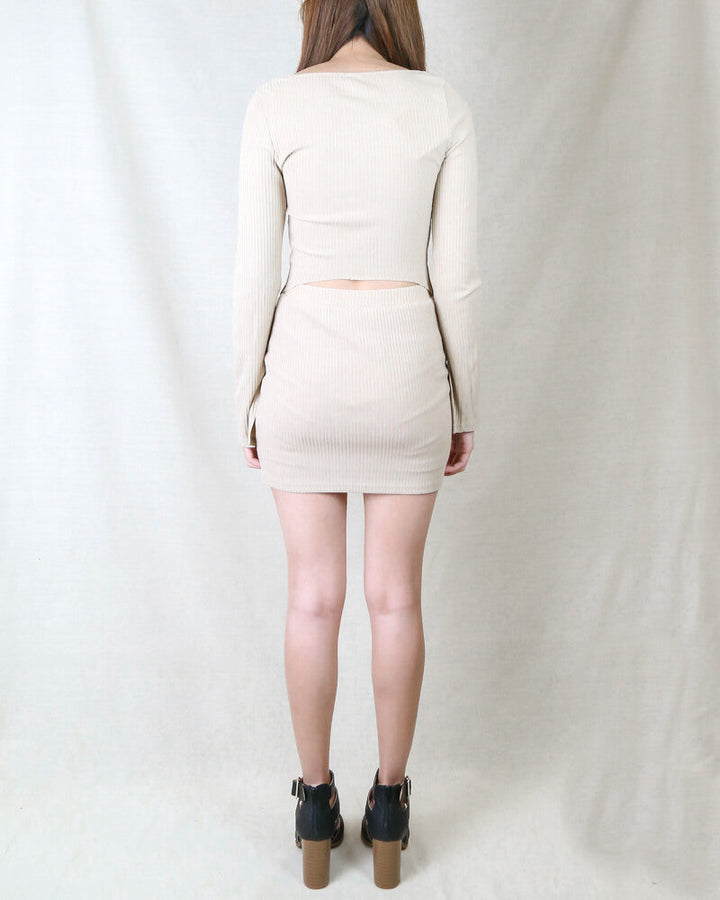 Leila Ribbed Two Piece Set in Mocha
