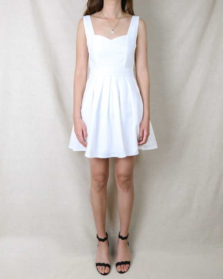 Heart Cut Out Mini Dress in White