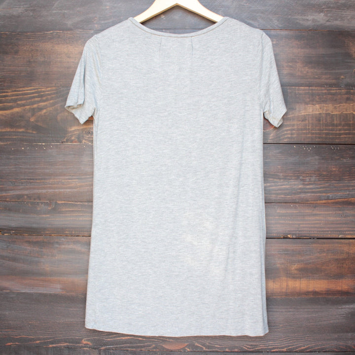 tease me oversize soft v neck tshirt in grey - shophearts - 2