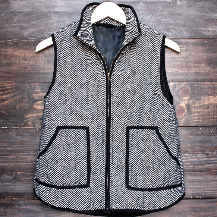 herringbone quilted puffer vest - shophearts - 1