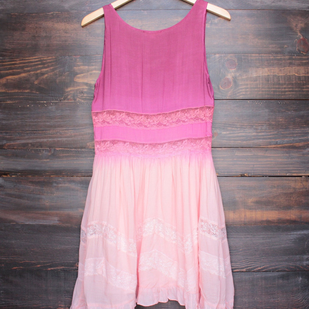 dip dye boho lace trim trapeze slip dress in pink - shophearts - 2