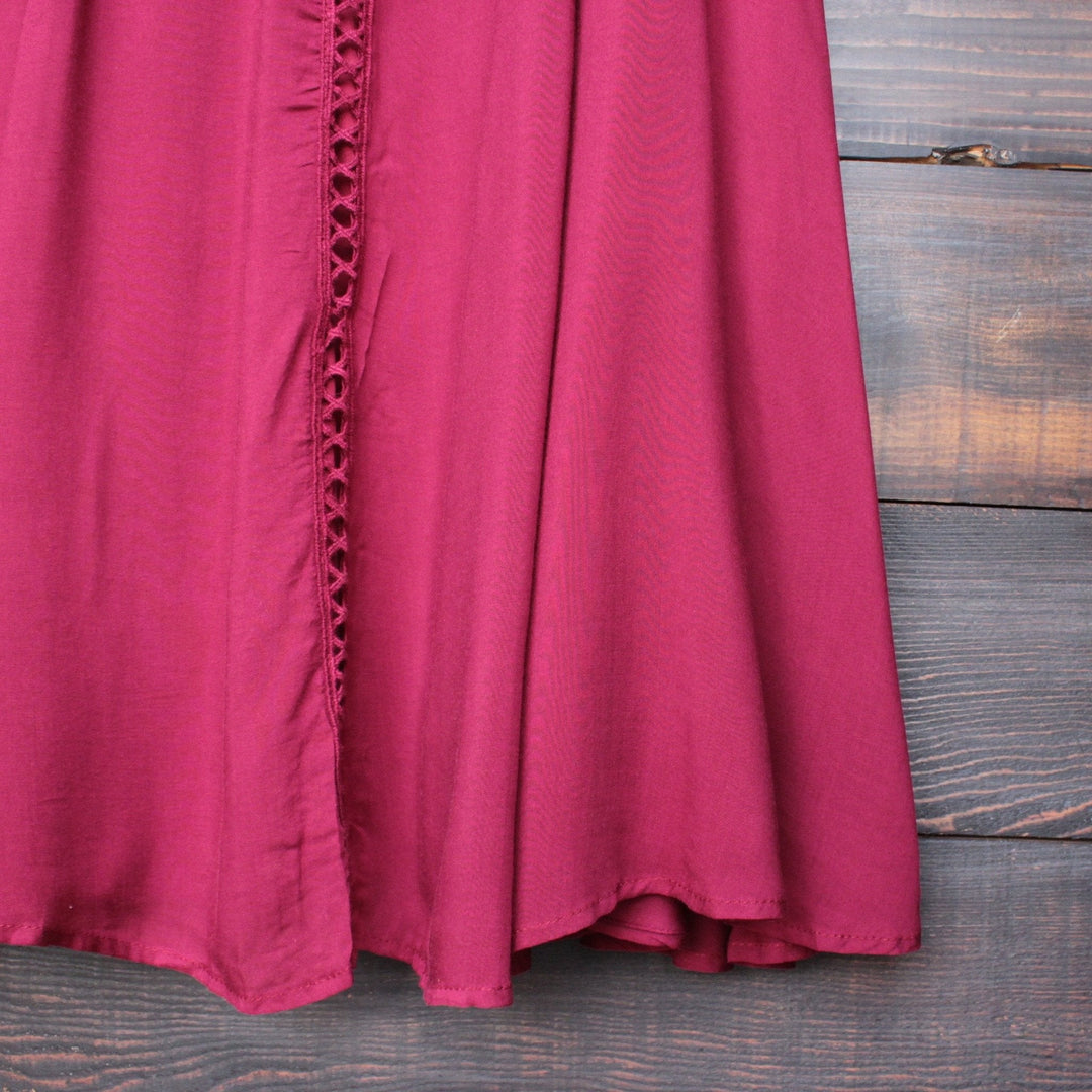 burgundy boho crochet lace dress - shophearts - 4