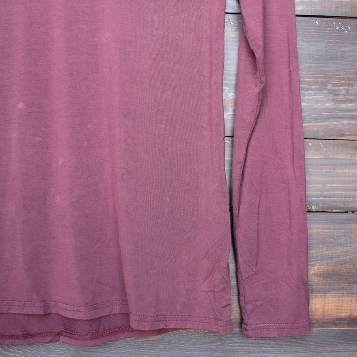 BSIC - vintage acid wash v neck long sleeve shirt in burgundy - shophearts - 3