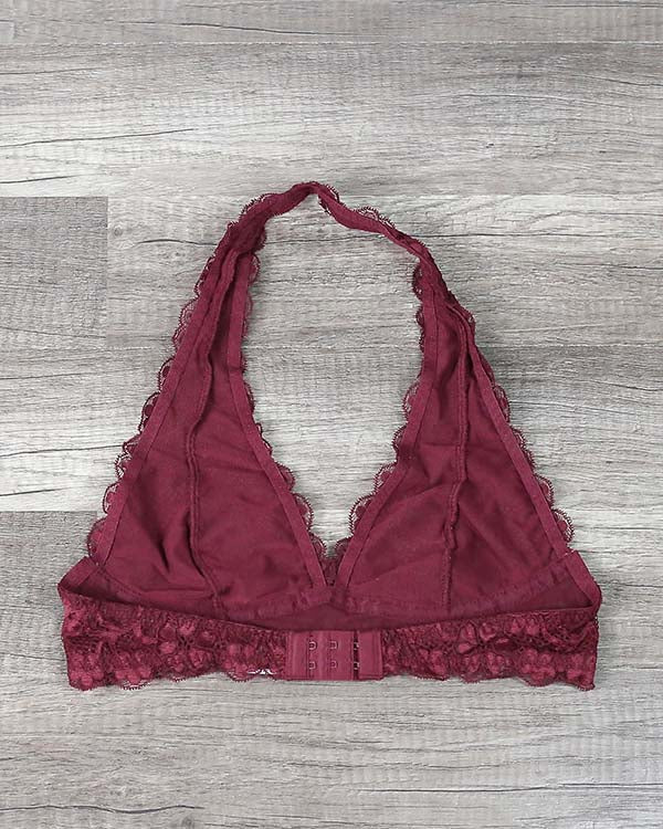 Intimate Semi-Sheer Halter Lace Bralette in More Colors