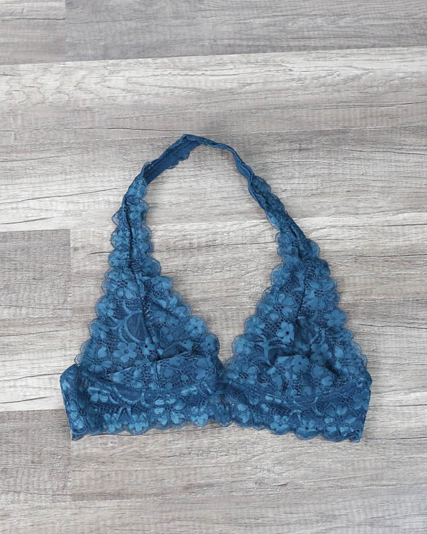 Intimate Semi-Sheer Halter Lace Bralette in More Colors