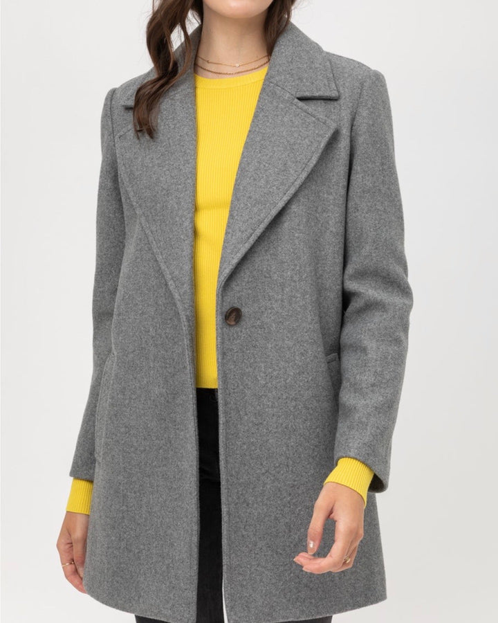JQ Fleece Single Breasted Coat in Grey