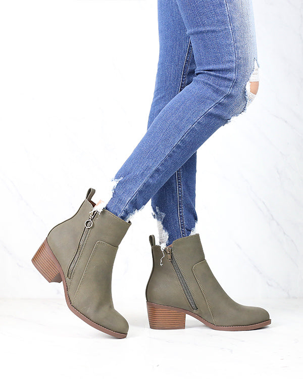 Kelly Faux Leather Zipper Ankle Booties in More Colors