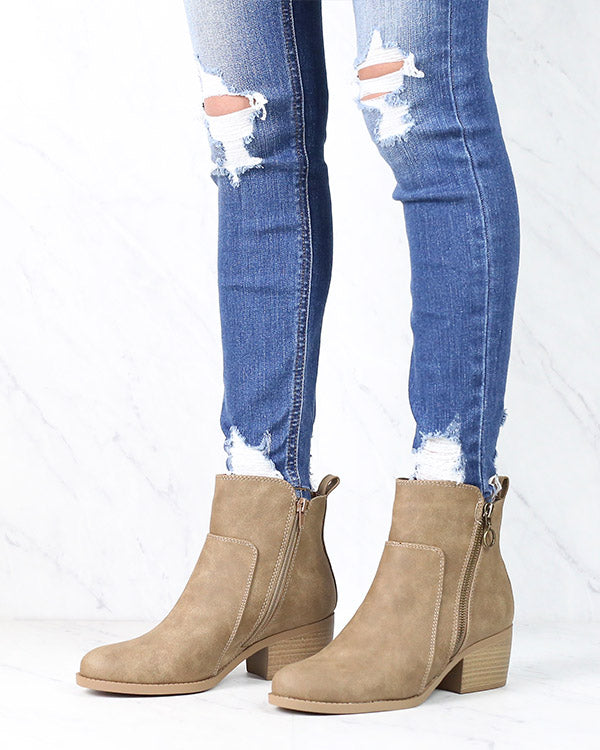 Kelly Faux Leather Zipper Ankle Booties in More Colors