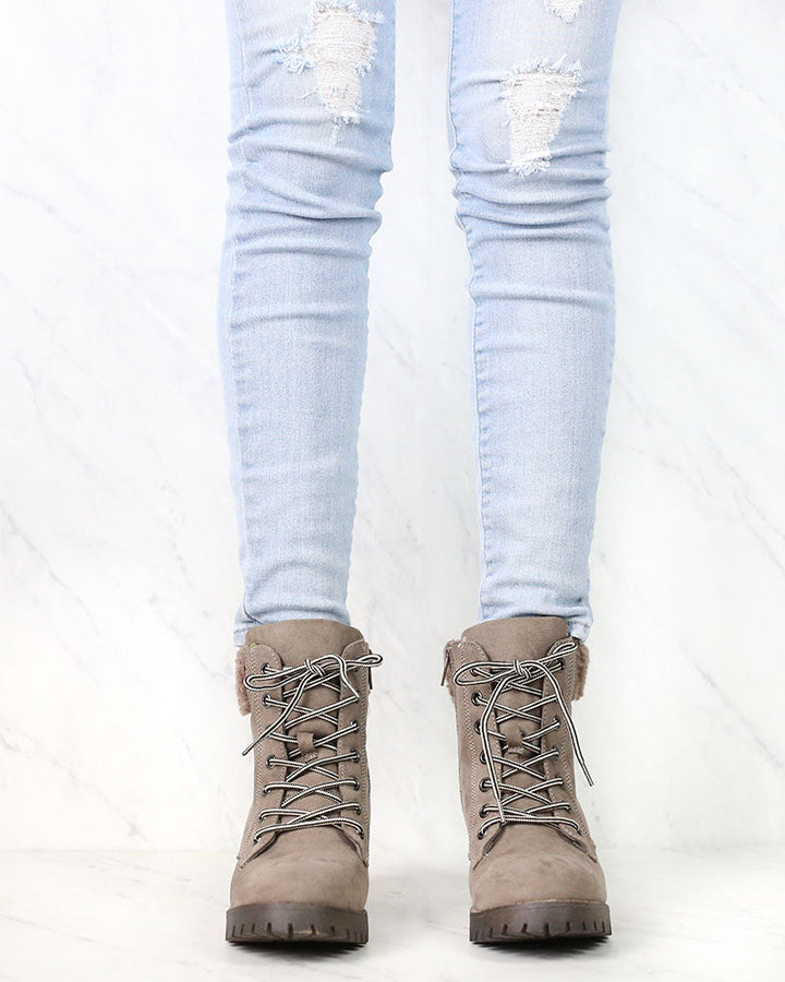 Lace-Up Sweater Cuff Ankle Booties - more colors