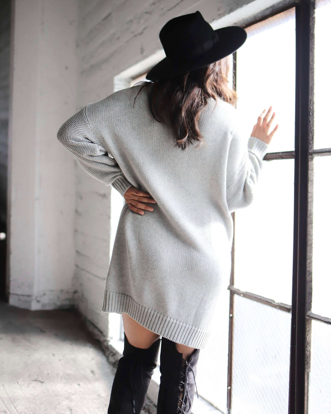 Final Sale - MINKPINK - Janine Cable Knit Jumper Dress - Grey Marle