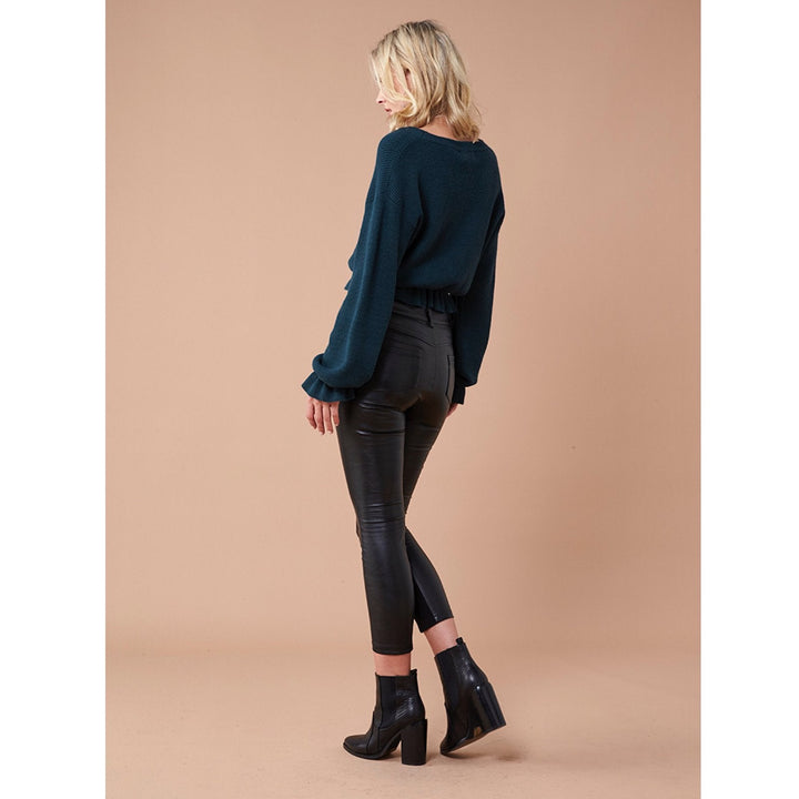 Final Sale - MINKPINK - Maddie Frilly Hem Knit Cropped Sweater - Emerald