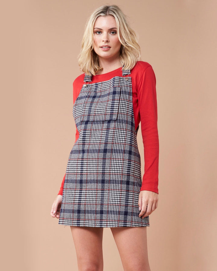 Final Sale - MINKPINK - New School Plaid Pinnie Dress in Grey