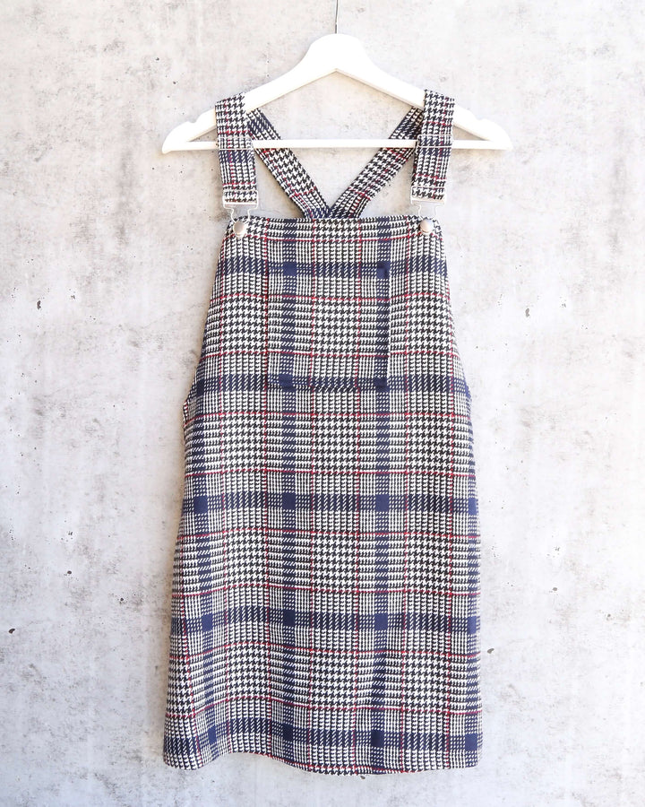 Final Sale - MINKPINK - New School Plaid Pinnie Dress in Grey