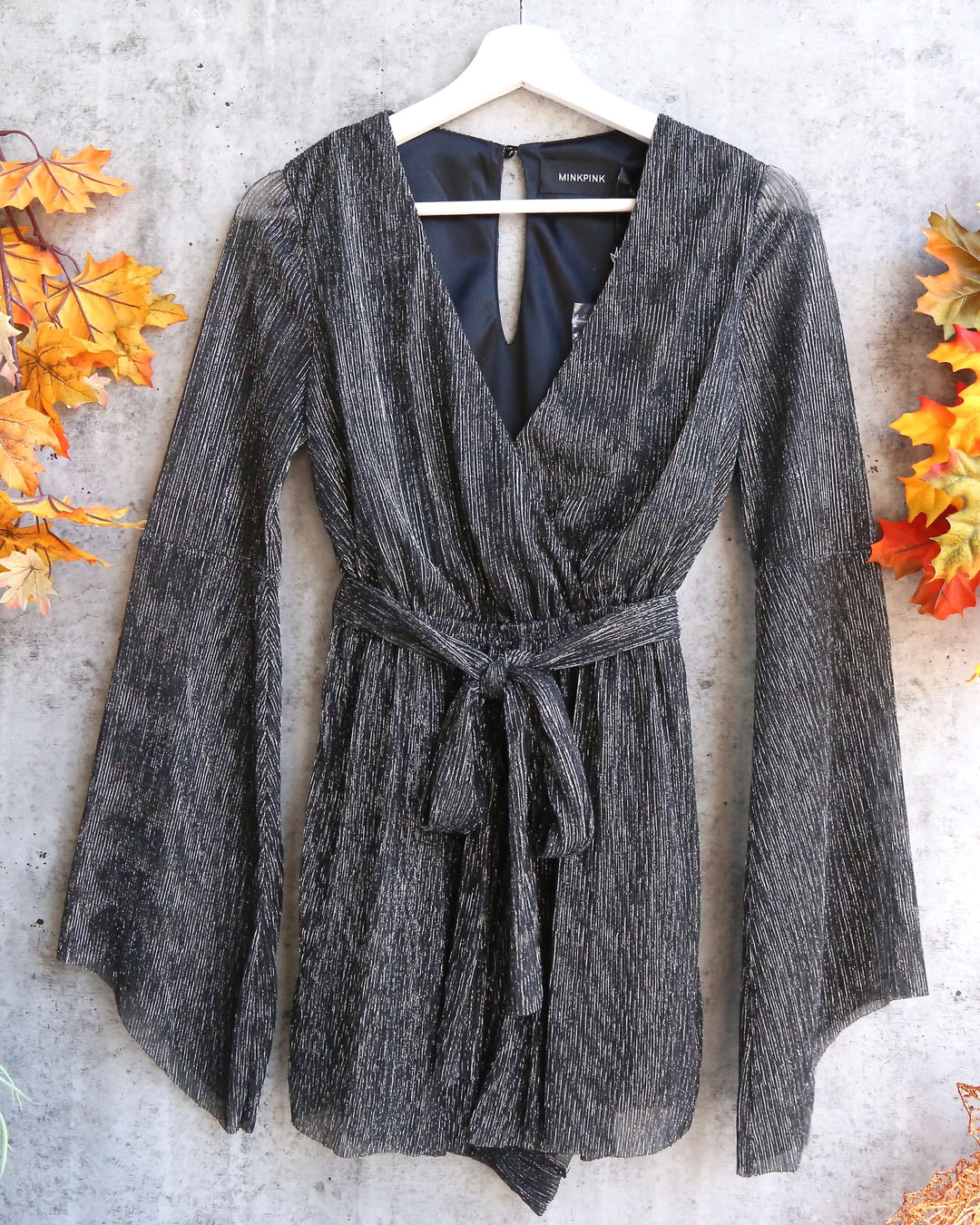 Final Sale - MINKPINK - Women's Glistening Pleat Playsuit - Black