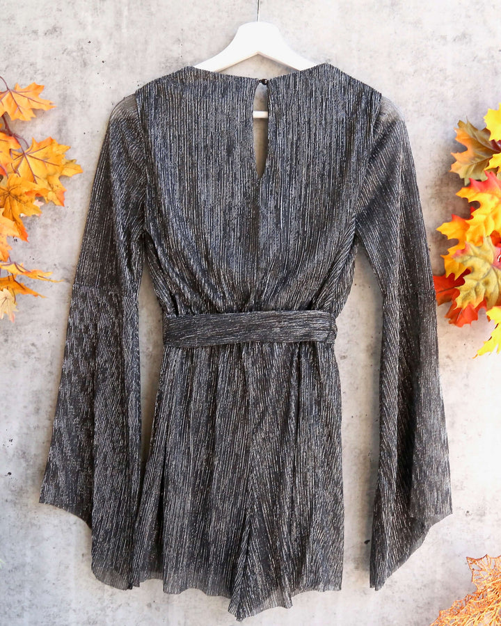 Final Sale - MINKPINK - Women's Glistening Pleat Playsuit - Black