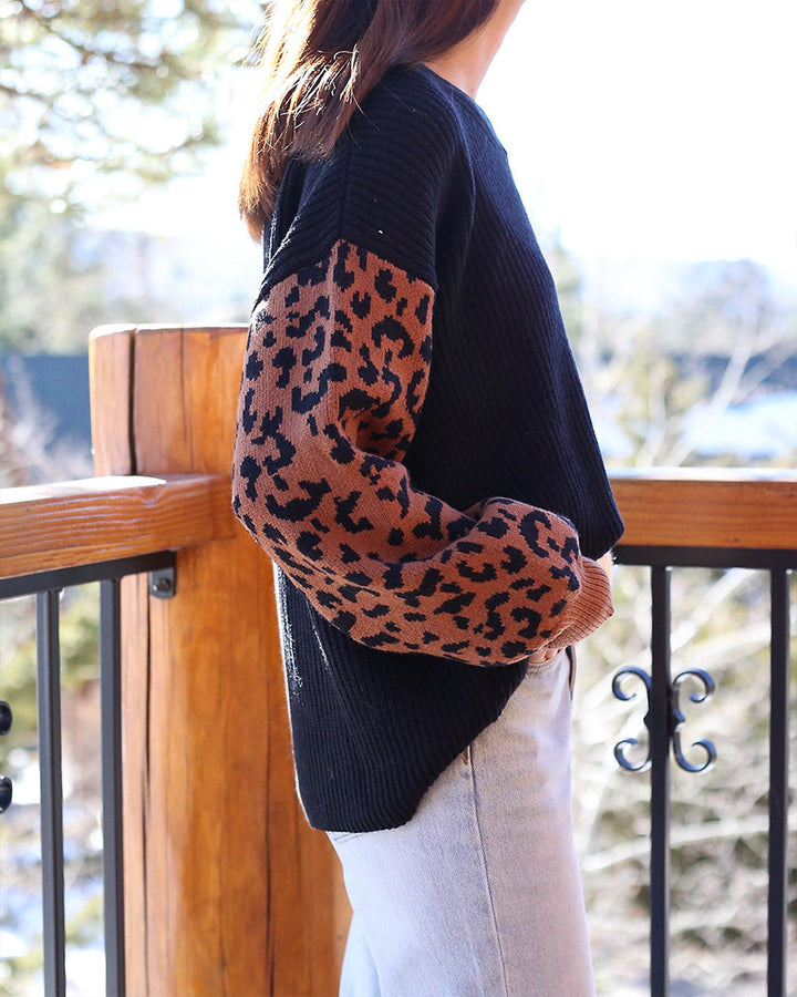 Melissa Multi Striped Color Block Animal Print Sweater