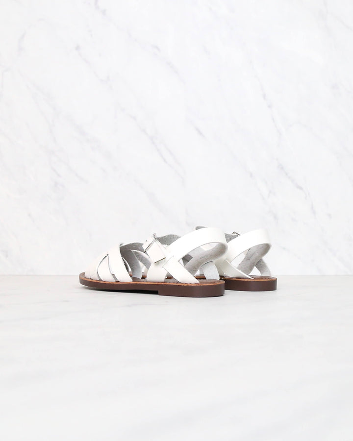 Multi Strapped Flat Gladiator Sandal in White