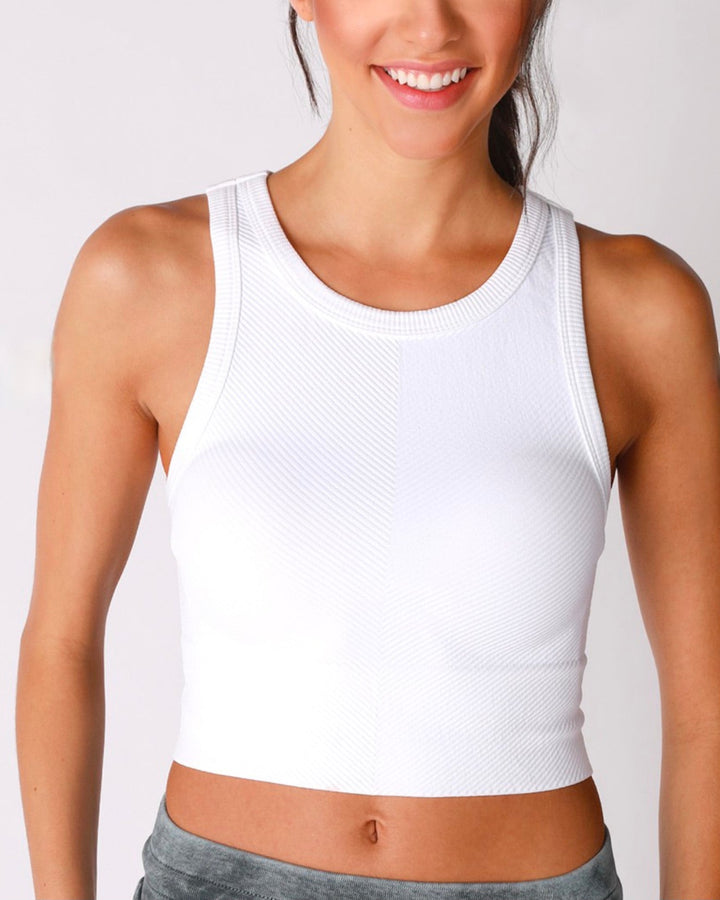 Cameron Chevron High Neck Crop Top in More Colors