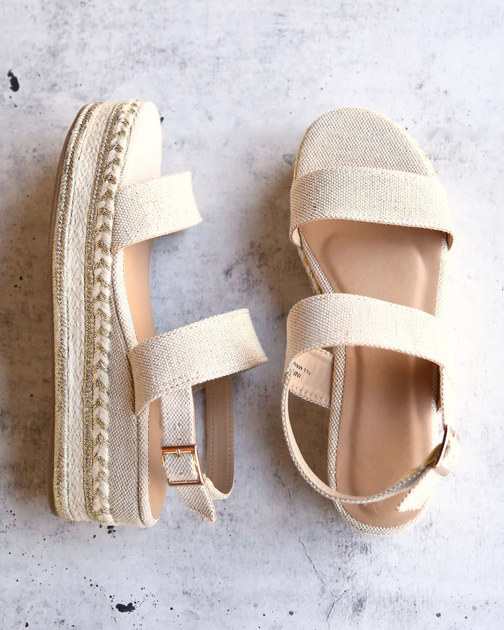 Natural Single Band Espadrilles Platform Sandal with Ankle Strap