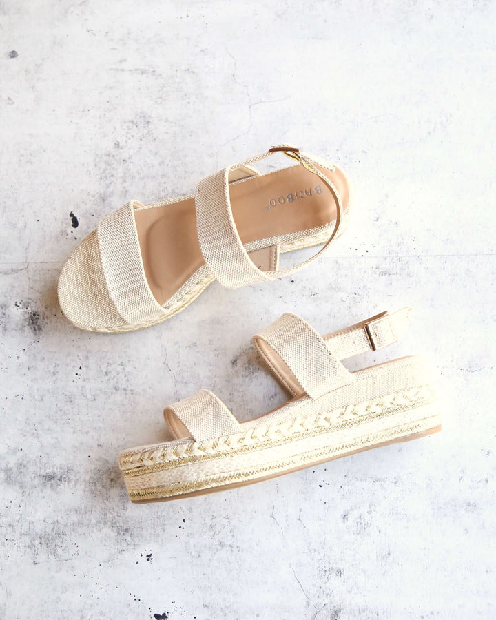 Natural Single Band Espadrilles Platform Sandal with Ankle Strap