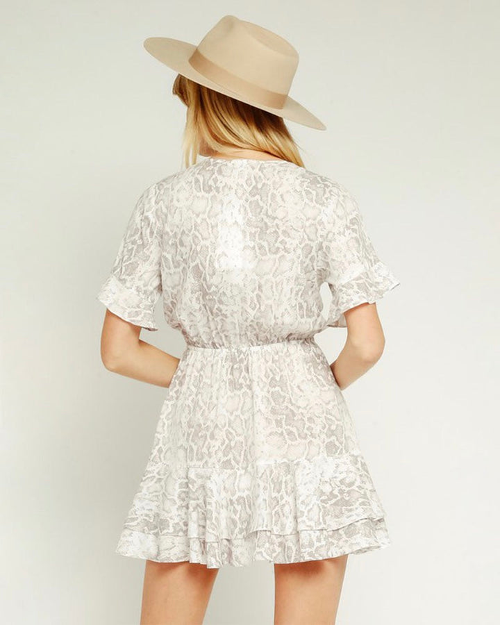 Neutral Snake Waist Tie Dress