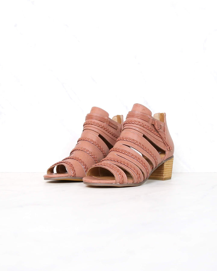 Not Rated - Cullie Open Toe Chunky Wooden Heel Sandal - Blush Rose