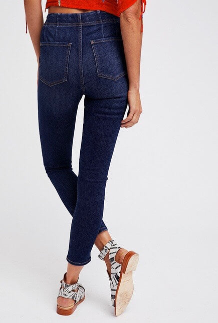 Free People - Ultra High Pull On High Waist Skinny Jeans in Blue