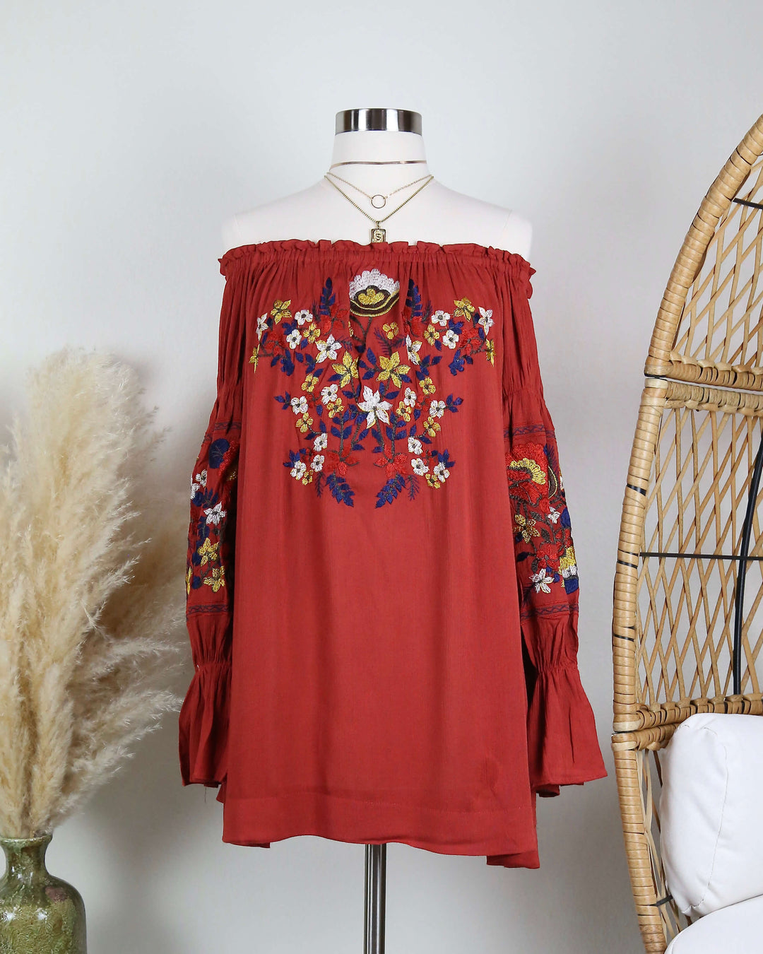 Off the Shoulder Embroidered Dress in More Colors