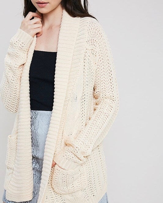 Open Front Cable Knit Sweater Cardigan - More Colors