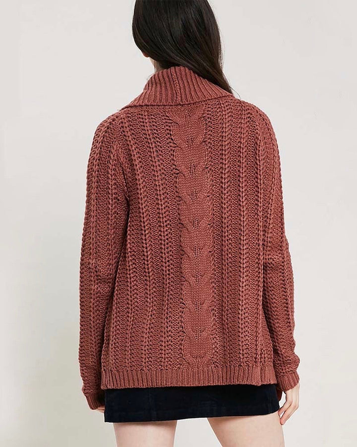 Open Front Cable Knit Sweater Cardigan - More Colors