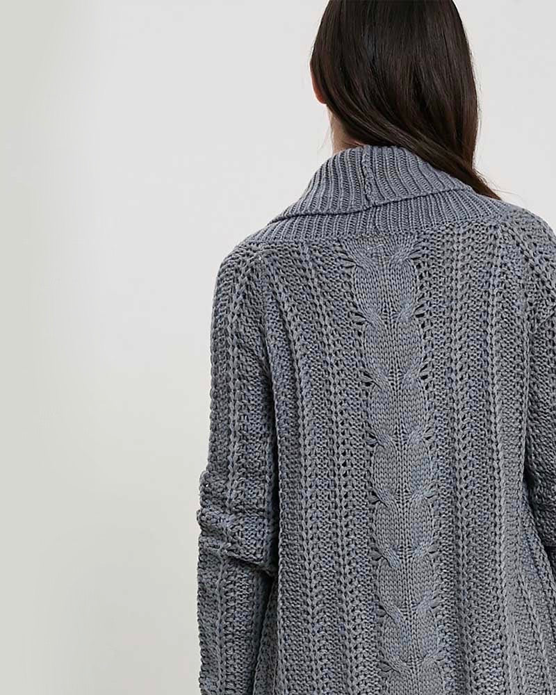 Open Front Cable Knit Sweater Cardigan - More Colors