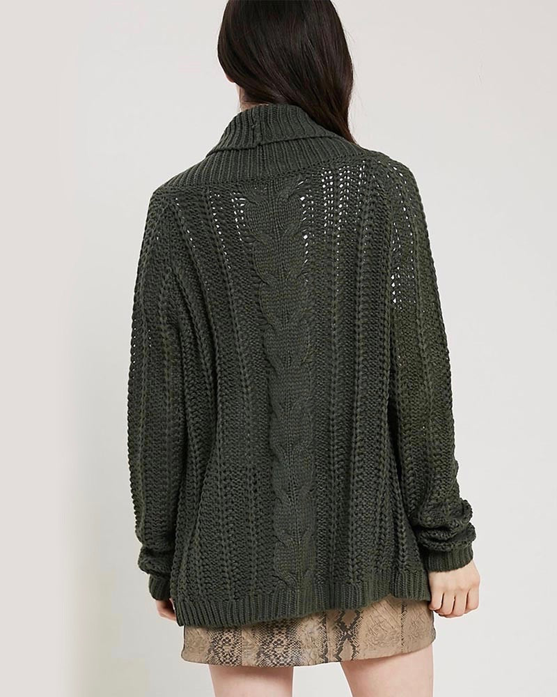 Open Front Cable Knit Sweater Cardigan - More Colors